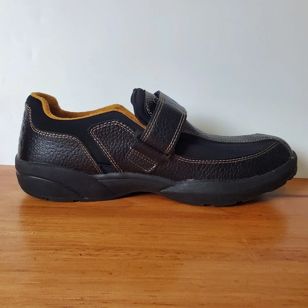 Men's Dr Comfort Douglas 11 XW Extra Wide Black Leather Slip On Diabetic Shoes